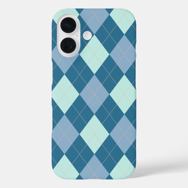 Coques Case-Mate iPhone Motif vintage Argyle bleu (Verso)