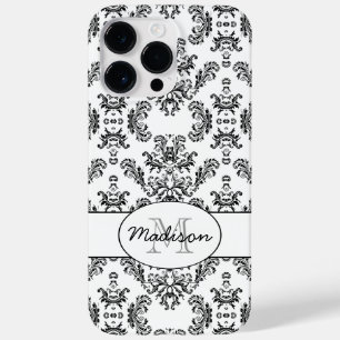 Coques Pour iPhone Motif vintage blanc et noir Monogramme