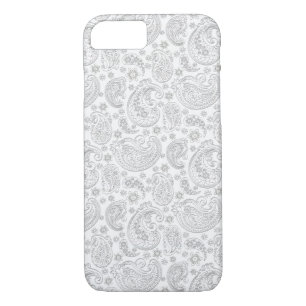 Case-Mate iPhone Case Motif Vintage Paisley Blanc Et Gris Clair