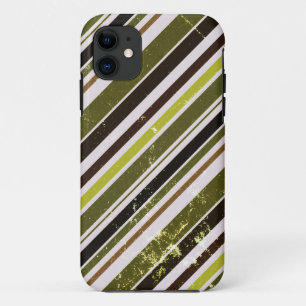 Coque iPhone 11 Motif Vintage vert, blanc diagonal stries