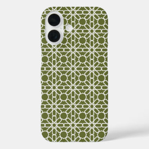 Coque Pour iPhone 16 Motif Zellige marocain vert et blanc