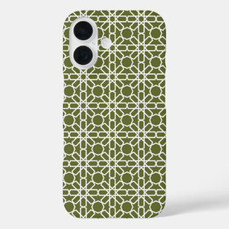 Coque Pour iPhone 16 Motif Zellige marocain vert et blanc
