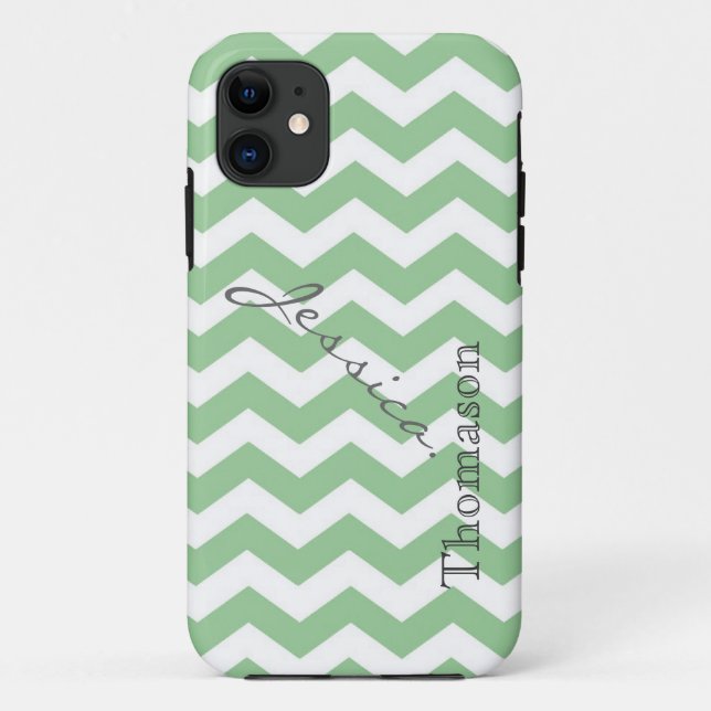 Coques Case-Mate iPhone Motif zigzag à chevrons vert citron tendance, (Dos)