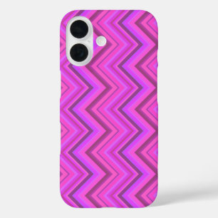 Coque Pour iPhone 16 Motif zigzag à rayures roses