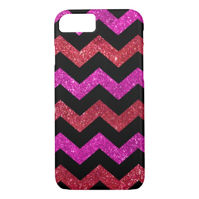 Coques Case-Mate iPhone Motif Zigzag Parties scintillant rose rouge (Dos)