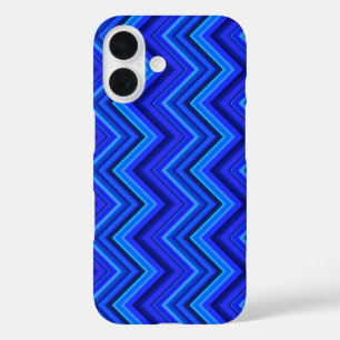 Coque Pour iPhone 16 Motif zigzag rayures bleues