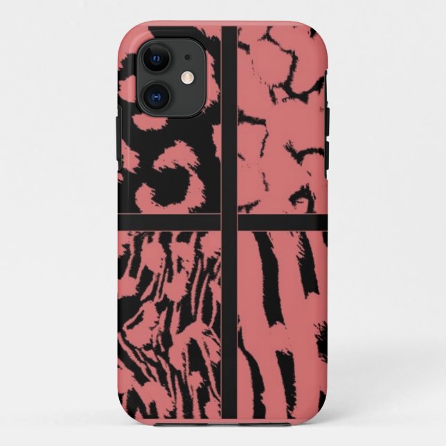 Coques Case-Mate iPhone Motifs d'animaux sauvages corail et noirs (Dos)
