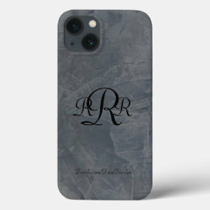 iPhone 13 Case Motifs de plâtre gris ardoise monogrammés