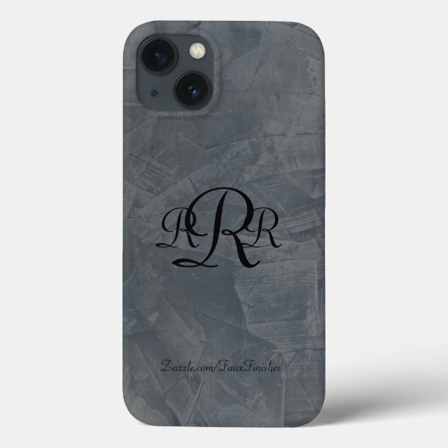 Coques Case-Mate iPhone Motifs de plâtre gris ardoise monogrammés (Verso)
