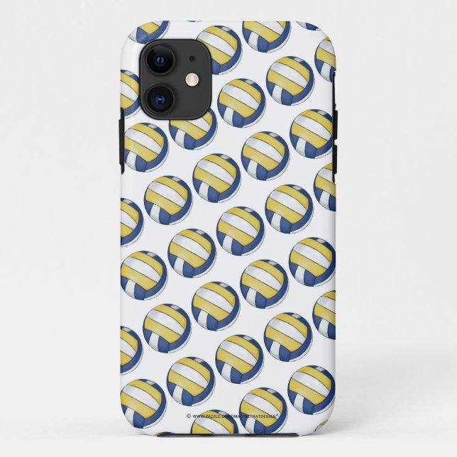 Coques Case-Mate iPhone Motifs de volley-ball bleu et jaune (Dos)