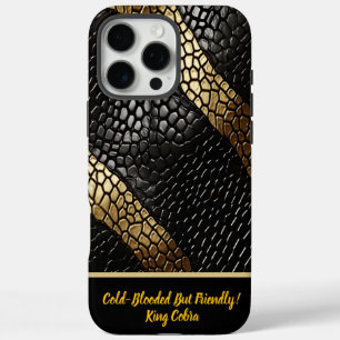Coque iPhone 16 Pro Max Motifs élégants d'une peau de serpent noir et or