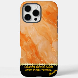 Coque iPhone 16 Pro Max Motifs en marbre orange vif