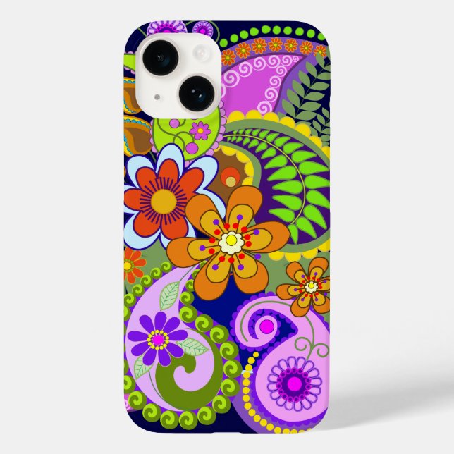 Coques Case-Mate iPhone Motifs et fleurs colorés Paisley (Verso)