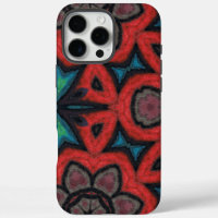 Motifs floraux mandala kaléidoscope rouge et bleu
