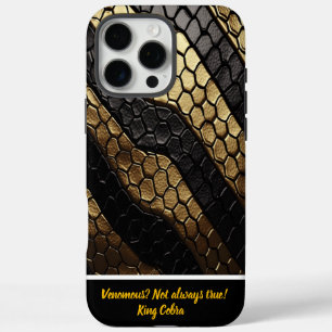 Coque iPhone 16 Pro Max Motifs frappants d'une peau de serpent noir et or