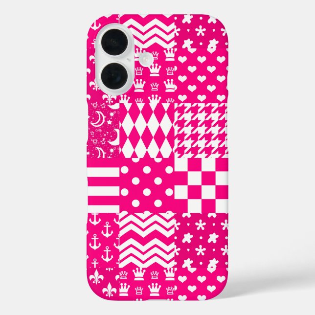 Coques Case-Mate iPhone Motifs mélangés rose blanc (Verso)