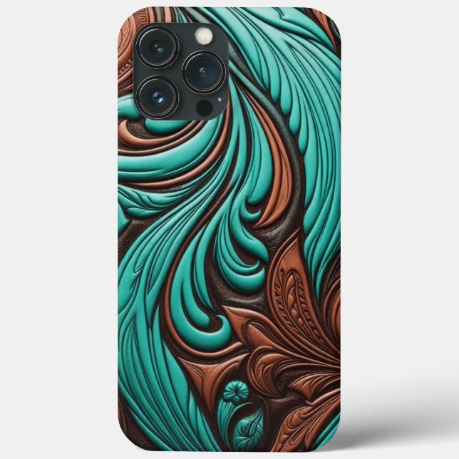 Coques Case-Mate iPhone Motifs occidentaux à outils Turquoise et Chocolat (Verso)