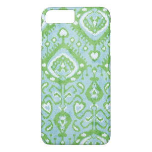 Coque iPhone 8 Plus/7 Plus Motifs tribaux mignons bleu et vert ikat