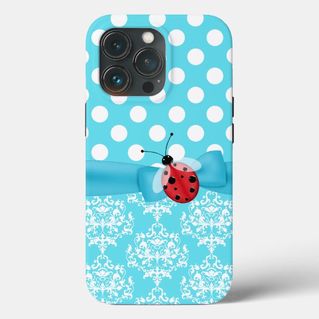 Coques Case-Mate iPhone Motifs turquoise et blanche et Ladybug (Verso)