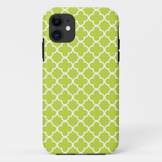Coques Case-Mate iPhone Motifs vert clair et blancs de Quatrefoil (Dos)