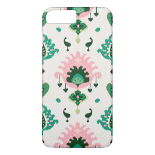 Coque iPhone 7 Plus Motifs verts roses girly mignons de tribal d'ikat
