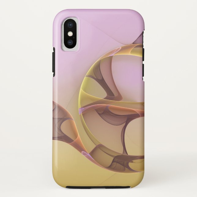 Coques Case-Mate iPhone Motions Abstraites Art moderne rose or fractal (Dos)
