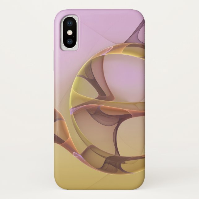 Coques Case-Mate iPhone Motions Abstraites Art moderne rose or fractal (Dos)
