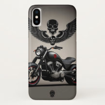 Moto personnalisé avec crâne et graphique d'aile