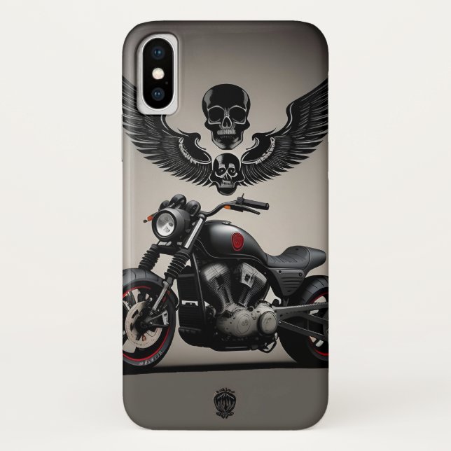 Coques Case-Mate iPhone Motocyclette personnalisée avec graphique de crâne (Dos)