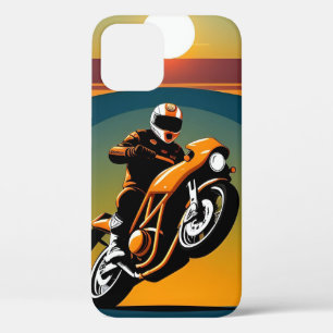 Case-Mate iPhone Case Motocycliste au style rétro dans un coucher de sol