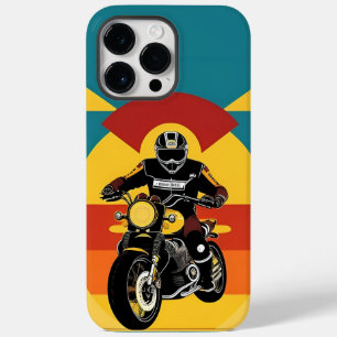 Coque Case-Mate iPhone Motocycliste de style rétro dans un coucher de sol