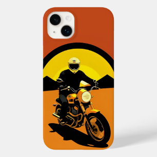Coque Case-Mate iPhone Motocycliste retro stylisé en coucher Pittoresque 