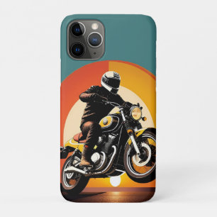 Case-Mate iPhone Case Motocycliste retro stylisé en coucher Pittoresque 