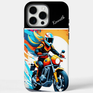 Coque iPhone 16 Pro Max Motorcycle Rider at Sunset