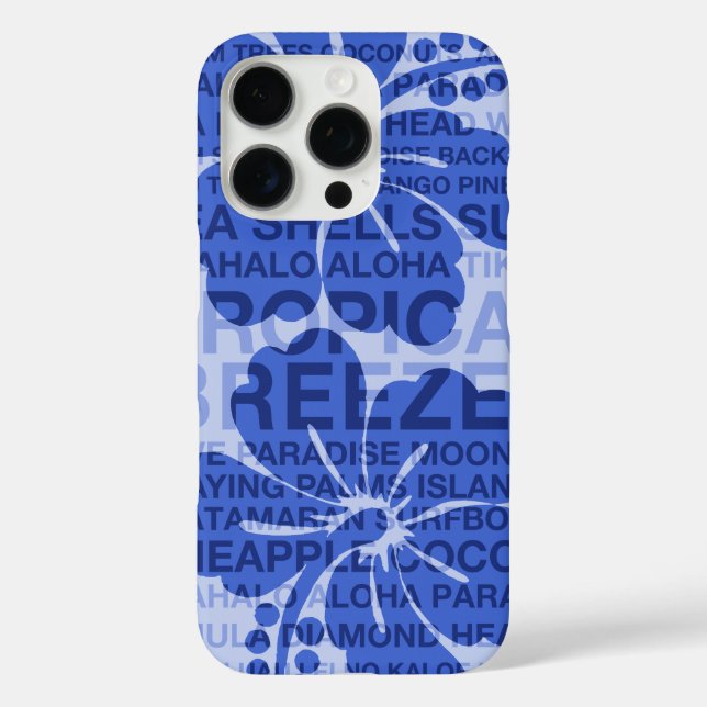 Coques Case-Mate iPhone Mots de l'été Hibiscus hawaïen bleu (Verso)