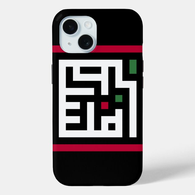 Coques Case-Mate iPhone Mots de Palestine en arabe Wordart - drapeau carré (Verso)