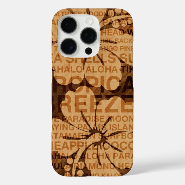 Coques Case-Mate iPhone Mots d'été Hibiscus hawaïen Faux Wood  (Verso)