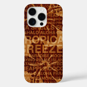 Coque iPhone 16 Pro Mots d'été Hibiscus hawaïen Faux Wood