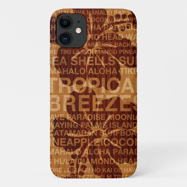 Coques Case-Mate iPhone Mots d'été Hibiscus hawaïen Faux Wood (Dos)