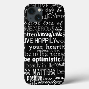 iPhone 13 Case Mots Inspirants Noir Blanc