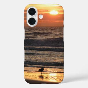Coque Pour iPhone 16 Mouettes au bord de la mer au coucher du soleil