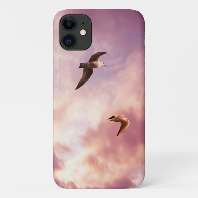 Coques Case-Mate iPhone Mouettes volant dans un ciel de coucher de soleil (Dos)