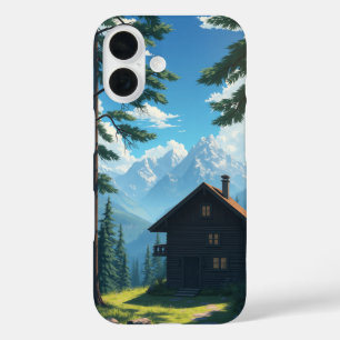 Coque Pour iPhone 16 Mountain Serenity : une escapade Cabine paisible