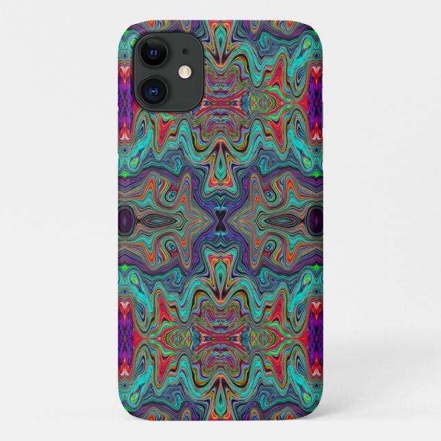 Coques Case-Mate iPhone Mousse de mer ondulée verte et rouge motif psychéd (Dos)