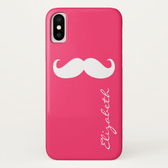 Coques Case-Mate iPhone Moustache Arrière - plan rose chaud (Dos)