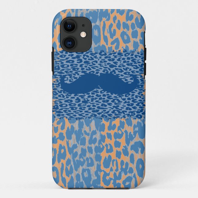 Coques Case-Mate iPhone Moustache bleue et Empreinte de léopard (Dos)