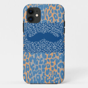 Coque Case-Mate iPhone Moustache et empreinte de léopard bleus