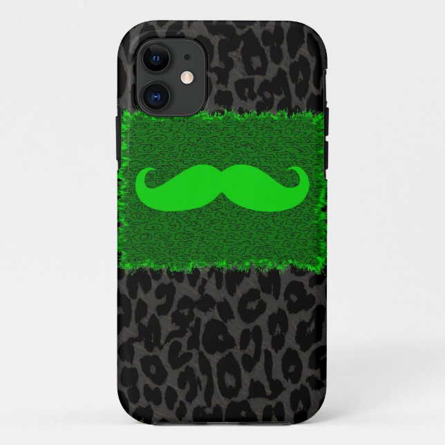 Coques Case-Mate iPhone Moustache et Empreinte de léopard de Green Funny (Dos)