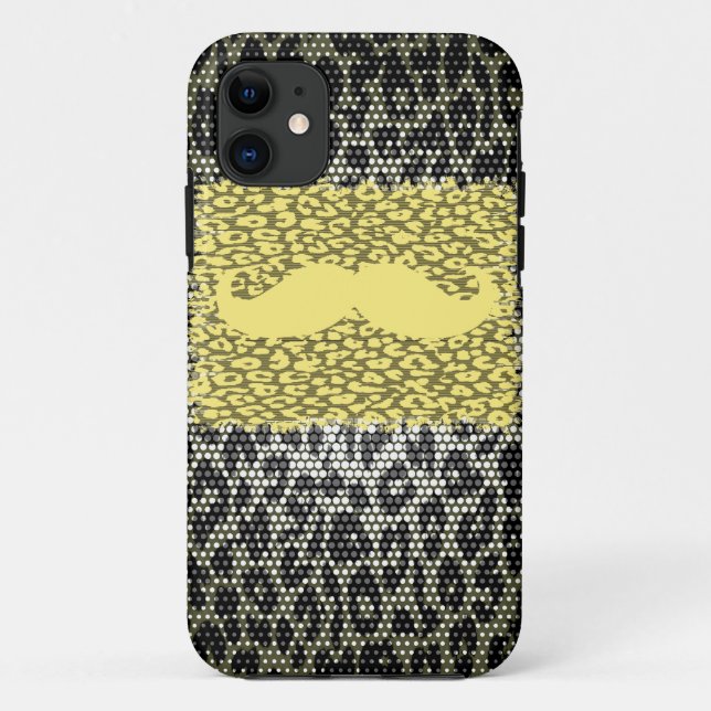 Coques Case-Mate iPhone Moustache jaune et Empreinte de léopard (Dos)