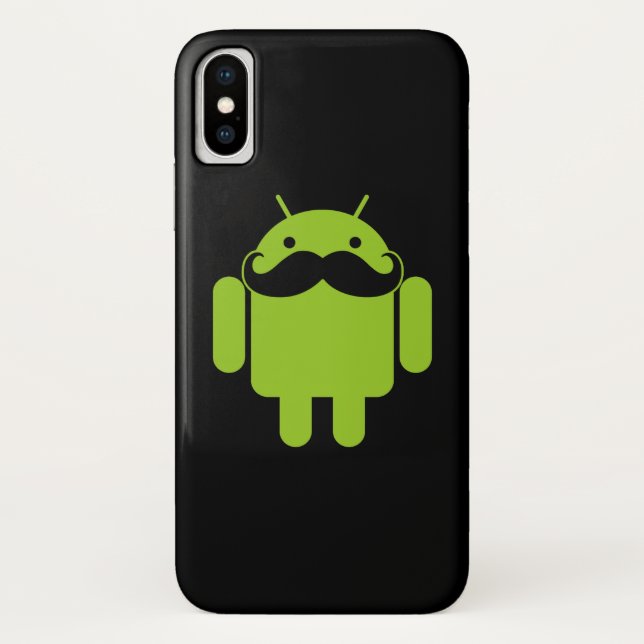 Coques Case-Mate iPhone Moustache Robot Android sur Noir (Dos)